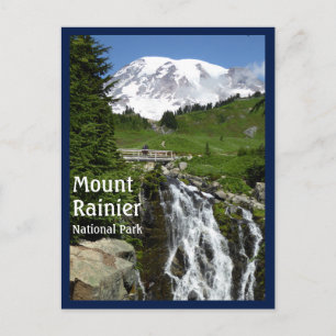 Myrtle Falls (Mount Rainier N.P.) with text Postcard
