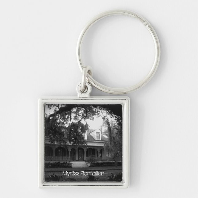 Myrtles Plantation in black and white Keychain (Front)