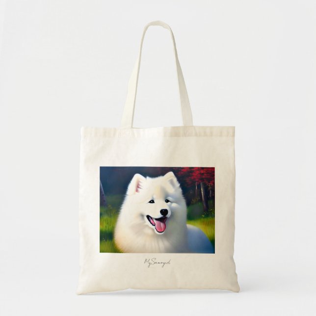 MySamoyed Personalized Gift Idea Cute Samoyed Tote Bag (Front)