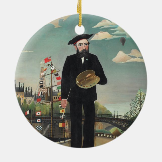 Myself Portrait Landscape 1890, Henri Rousseau Ceramic Ornament (Back)