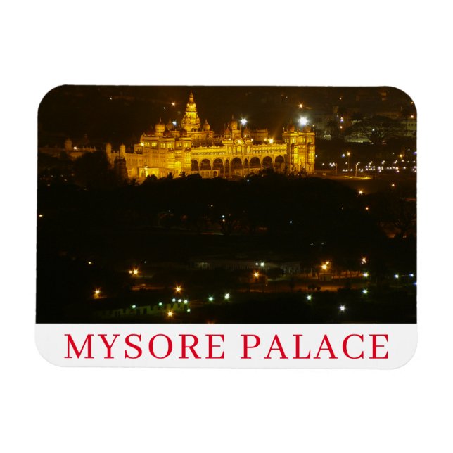 Mysore Palace at night fridge magnet (Horizontal)