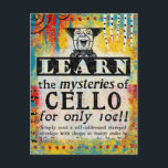 Mysteries of Cello Postcard - Funny Vintage Ad<br><div class="desc">Funny re-imagined vintage newspaper advertisement to 'Learn The Mysteries Of Cello'</div>