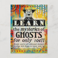 Mysteries of Ghosts Postcard - Funny Vintage Ad