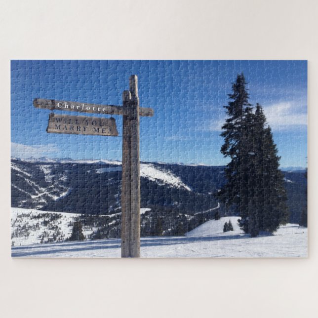 Mystérieux Ski Resort Mariage Proposition Puzzle (Horizontal)