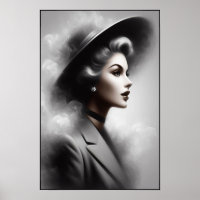 Mysterious 1940's Female Portrait Art