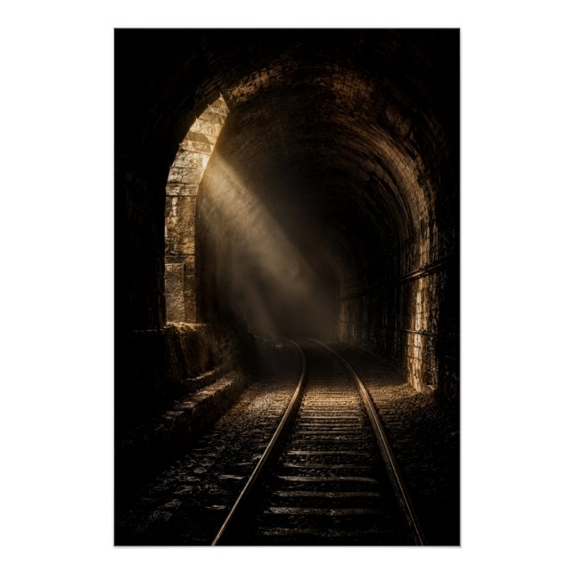 Mysterious Abandoned Railway Tunnel Light Poster (Front)