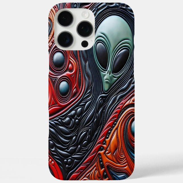 Mysterious Alien Presence in Vibrant Cosmic Swirl Case-Mate iPhone Case (Back)