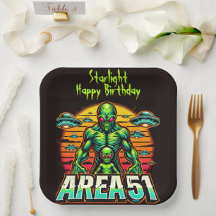 Mysterious Aliens Glow Near Area 51 Paper Plate