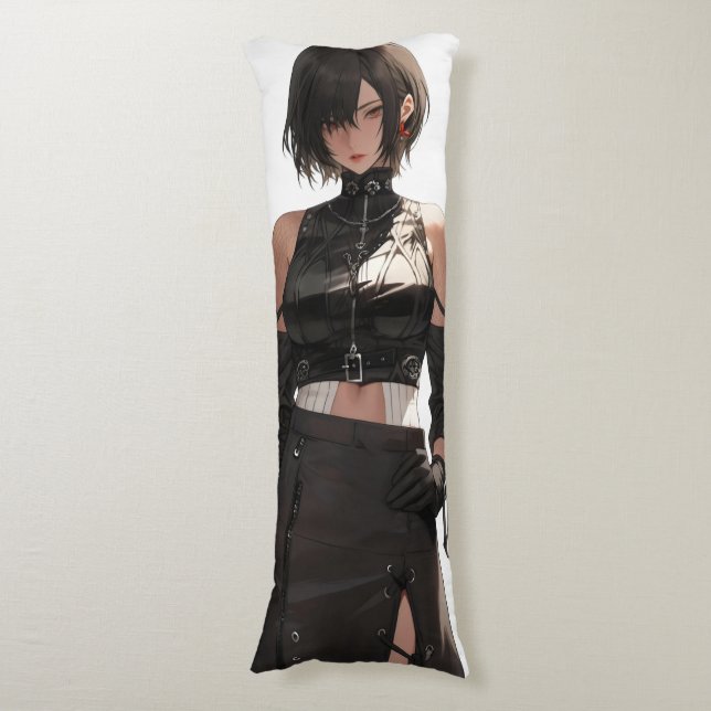Mysterious Anime Girl Leather Body Pillow (Front Vertical)