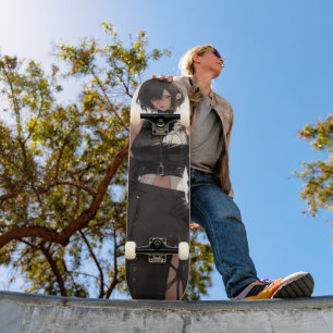 Mysterious Anime Girl Leather Skateboard