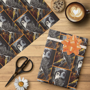 Mysterious Autumn Gothic Falcon Moonlit Ruins Wrapping Paper