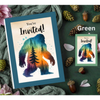 Mysterious Bigfoot Forest Birthday Invitation 