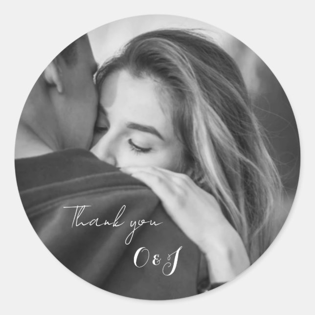 Mysterious black and white photograph wedding  classic round sticker (Front)