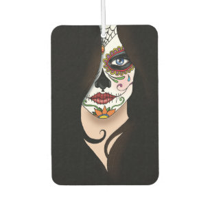 Mysterious Black Elegant Sugar Skull Portrait Air Freshener