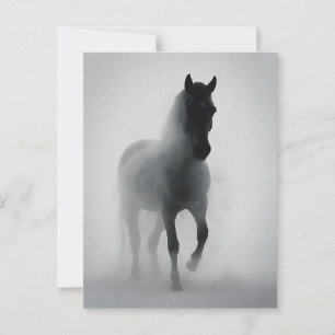 Mysterious Black Horse Emerging from Mist Postcard