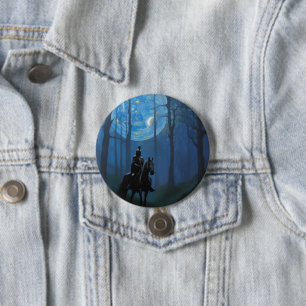 Mysterious Black Knight in the Moonlit Forest 3 Inch Round Button