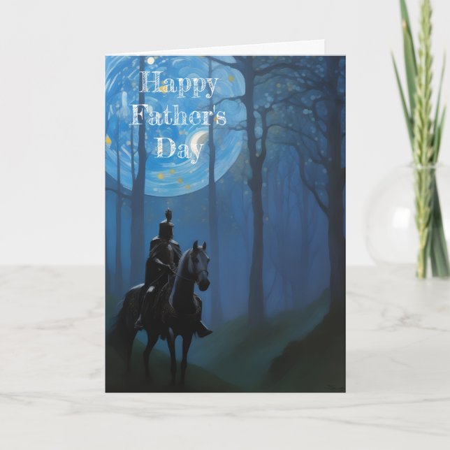 Mysterious Black Knight in the Moonlit Forest Card (Front)
