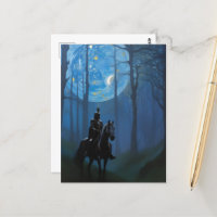 Mysterious Black Knight in the Moonlit Forest