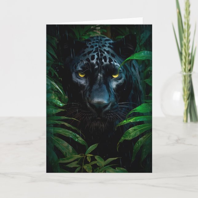 Mysterious Black Panther Jungle Wildlife Design Card (Front)
