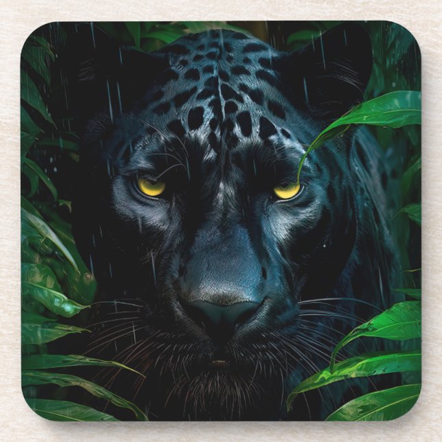 Mysterious Black Panther Jungle Wildlife Design Coaster (Front)