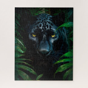 Mysterious Black Panther Jungle Wildlife Design Jigsaw Puzzle