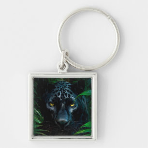 Mysterious Black Panther Jungle Wildlife Design Keychain