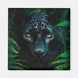 Mysterious Black Panther Jungle Wildlife Design Magnet