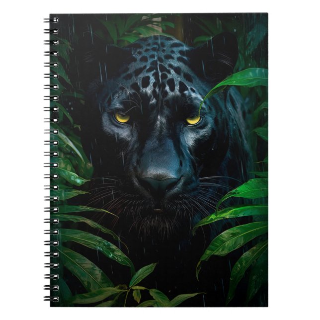 Mysterious Black Panther Jungle Wildlife Design Notebook (Front)