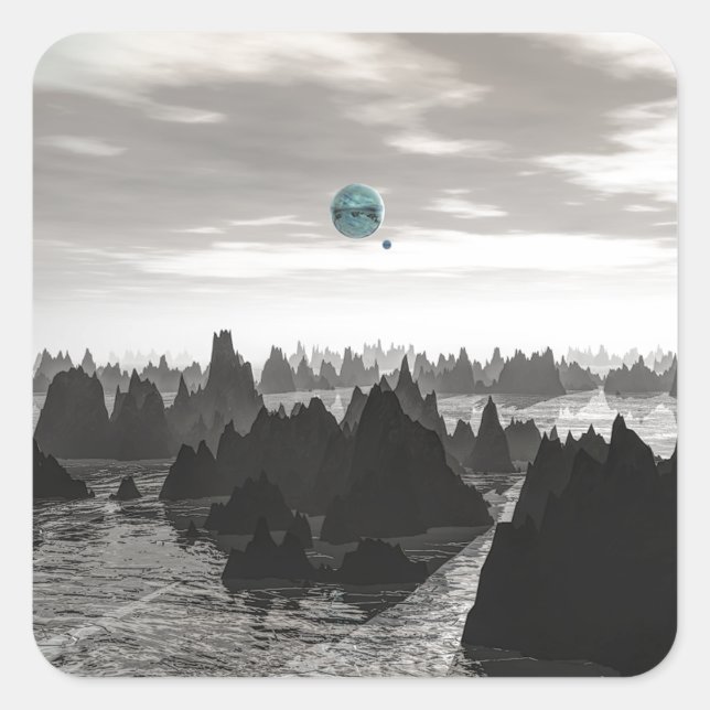 Mysterious Blue Orbs Square Sticker (Front)