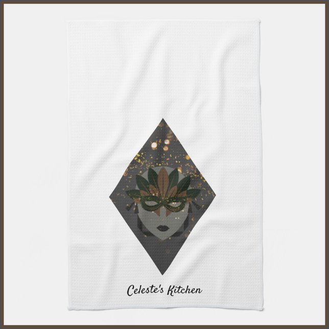 Mysterious Bronze and Black Glitter Masquerade Kitchen Towel (Creator Uploaded)