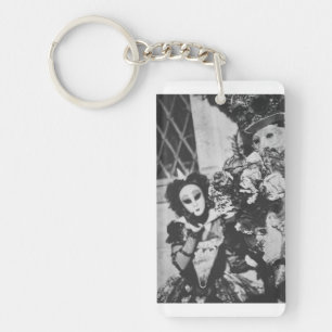 Mysterious carnival masks in Venice, Italy Keychain