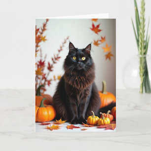 Mysterious Dark Cat Halloween Card