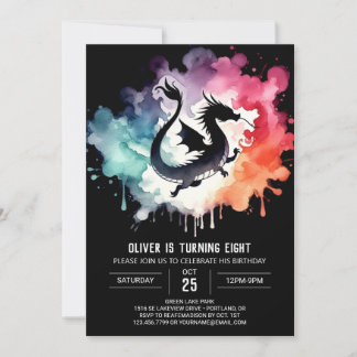 Mysterious Elegant Dragon Birthday Invitation