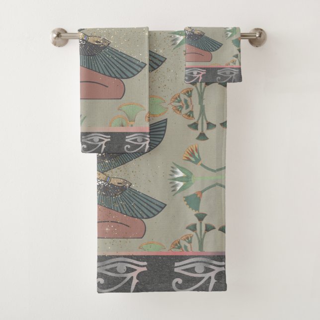 Mysterious Eye of Ra Egyptian Princess Glitter Bath Towel Set (Insitu)