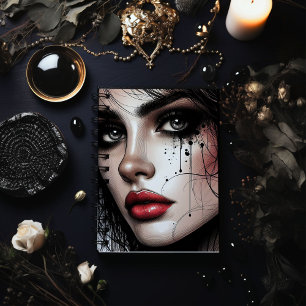 Mysterious Eyes & Red Lips Gothic – Elegant Notebook