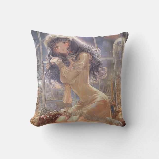 Mysterious Fantasy Girl - Gothic Art Aesthetic Outdoor Pillow (Front)