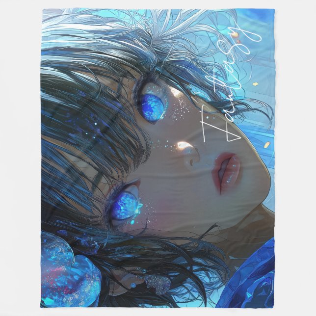 Mysterious Fantasy Girl - Ocean Art Aesthetic Fleece Blanket (Front)