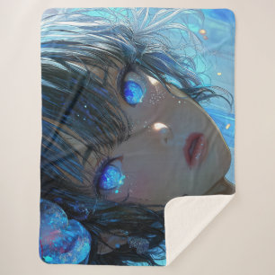 Mysterious Fantasy Girl - Ocean Art Aesthetic Sherpa Blanket