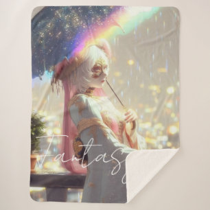 Mysterious Fantasy Girl - Ocean Art Aesthetic Sherpa Blanket