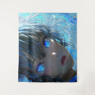 Mysterious Fantasy Girl - Ocean Art Aesthetic Tapestry