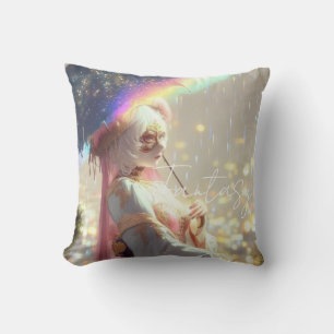 Mysterious Fantasy Girl - Ocean Art Aesthetic Throw Pillow