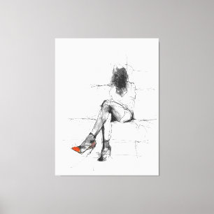 Mysterious Fashion - Abstract Woman in Heels Canvas Print