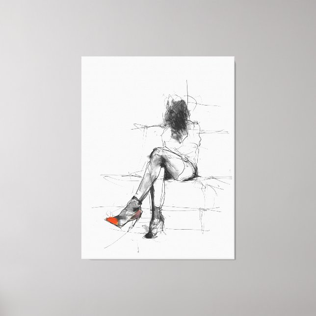 Mysterious Fashion - Abstract Woman in Heels Canvas Print (Front)