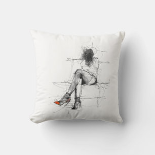Mysterious Fashion - Abstract Woman in Heels Throw Pillow