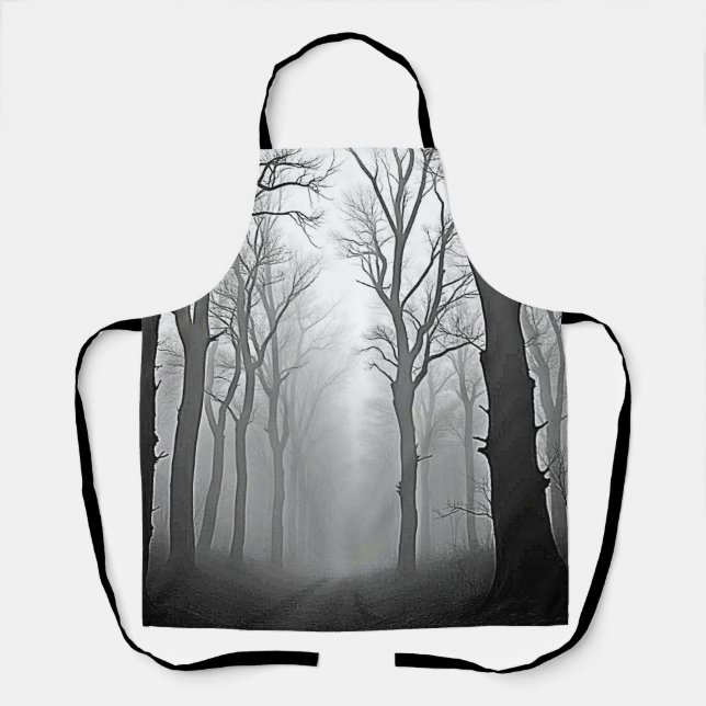 Mysterious Foggy Forest Path Apron (Front)
