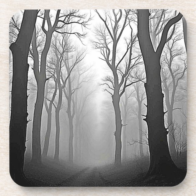 Mysterious Foggy Forest Path Coaster (Front)