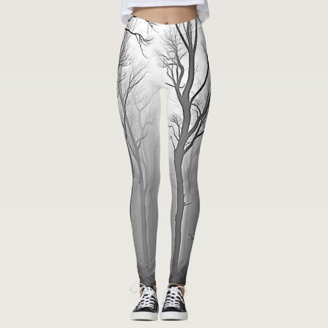 Mysterious Foggy Forest Path Leggings (Front)