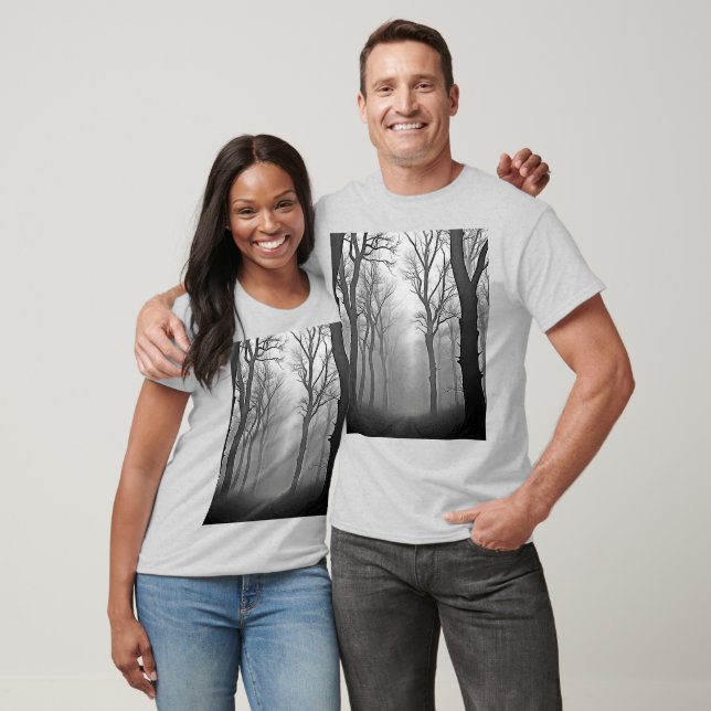 Mysterious Foggy Forest Path T-Shirt (Unisex)