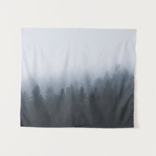 Mysterious forest in the fog tapestry