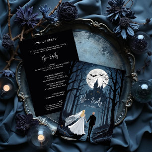 Mysterious Forest Wedding Couple Haunted Castle Invitation